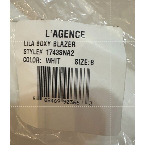 NWT L'Agence Size 8 Off White Gold Lila Boxy Preppy Luxury Crop Cotton Blazer - Picture 10 of 11